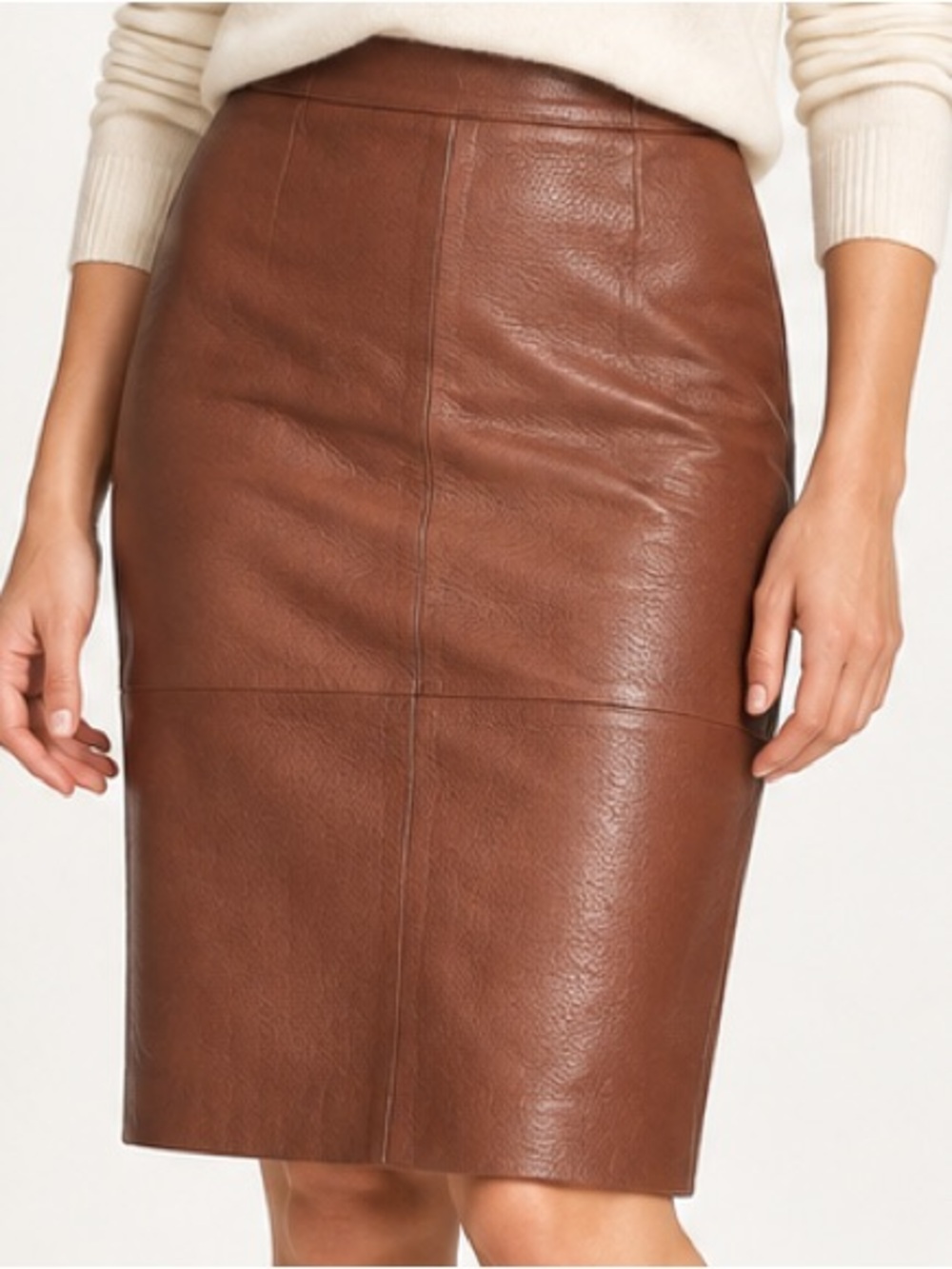 Lafayette 148 New York 100% Lambskin Leather Pencil Skirt | Brown | Size 2